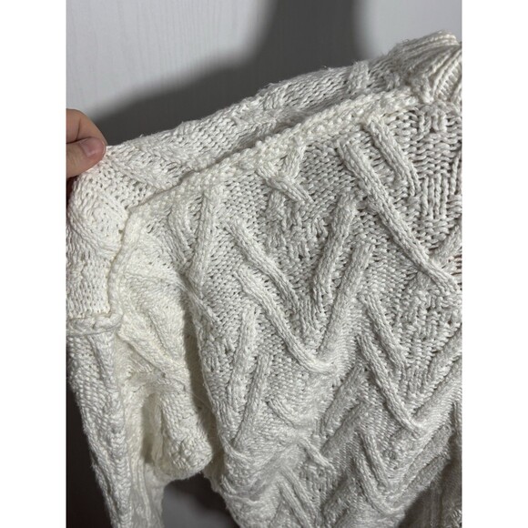Free People Isla Sweater Women's Large Ivory White Chunky Cable Tunic Oversized - Picture 8 of 16